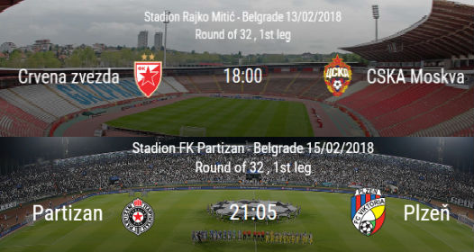 ŽREB ZA NOKAUT FAZU UEFA LIGE ŠAMPIONA I LIGE EVROPE: Srpski klubovi opet dobro prošli, Partizan protiv Plzenja, Zvezdin rival CSKA