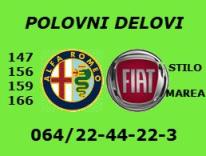 POLOVNI DIJELOVI ALFA ROMEO FIAT ŠABAC NOVI SAD BEOGRAD BIJELJINA OSIJEK